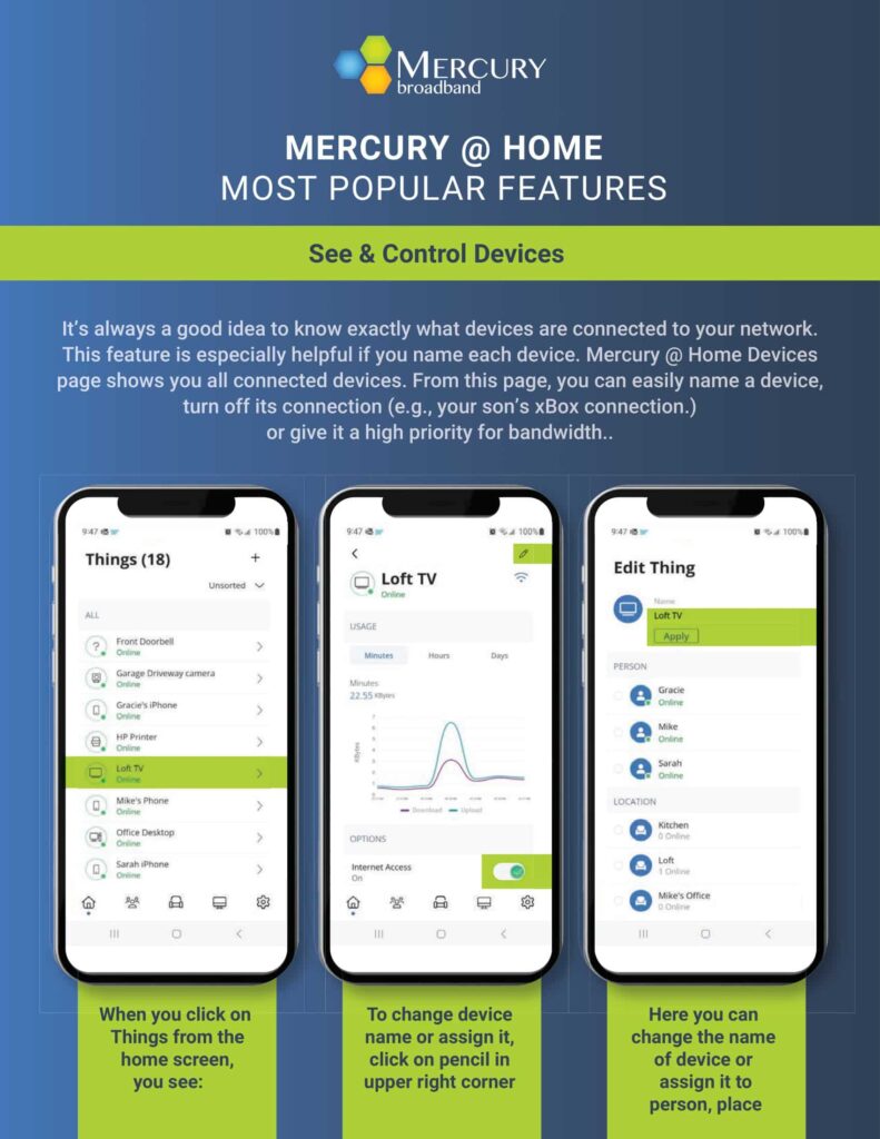 mercury @ home app most popular features control devices
