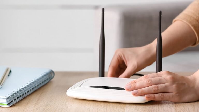 wireless router on desk