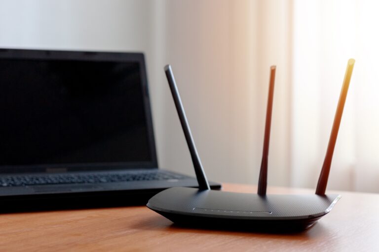 wireless router on desk