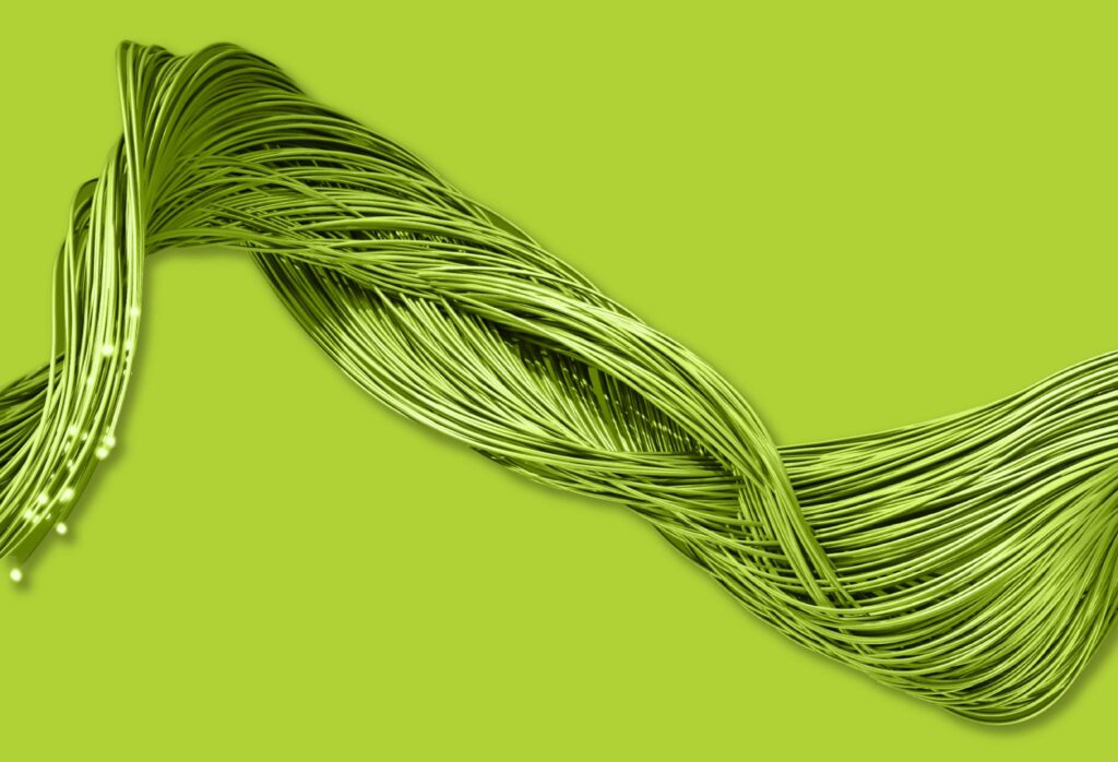 closeup of fiber internet cable