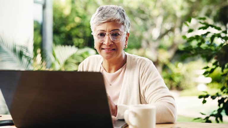 woman using laptop