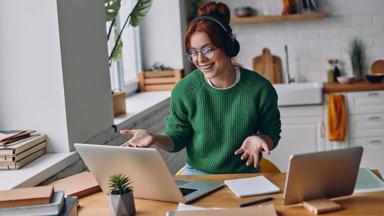 Woman working from home