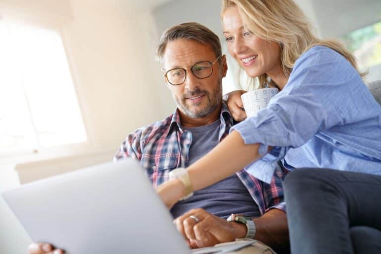 Couple with a laptop