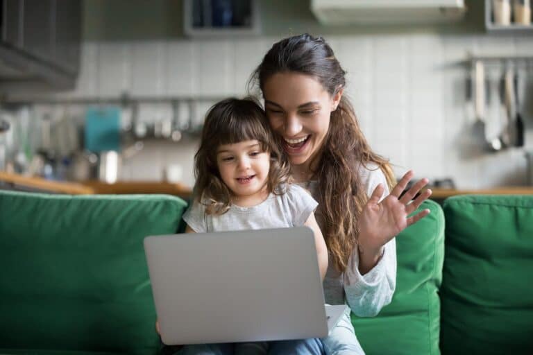 Mother and daughter with a laptop