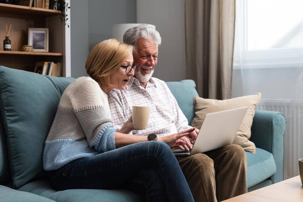 Senior couple with a tablet