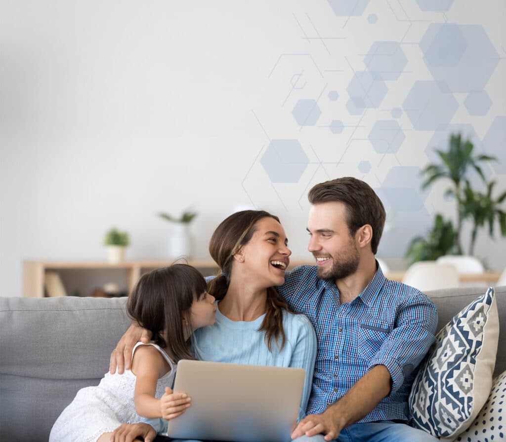 family enjoying high speed internet together