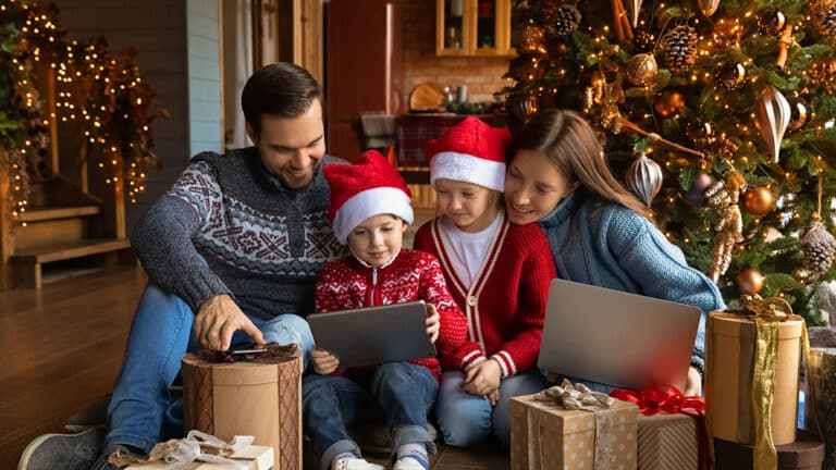 Family with a tablet